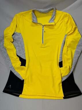 Antigua Women's Size S Yellow Black Striped Quarter Zip Pullover